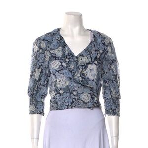 Ganni floral wrap top